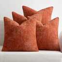 MIULEE Fall Pack of 4 Couch Throw Pillow Covers 20x20 Inch Burnt Orange Soft Decorative Chenille Pillow Covers Farmhouse Accent Cushion Covers for Boho Home Decor Sofa Bedroom Living Room