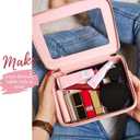 Aveniee Clear Makeup Bag Organizer,Large Travel Toiletry Bag for Women, Waterproof Cosmetic Pouch with Zippers,Car Organizers and Storage Case for Accessories,Pink
