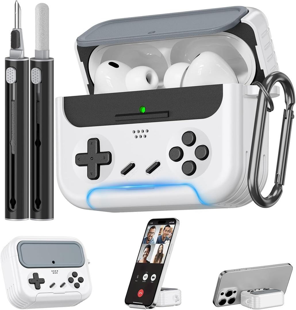 Inesore for Airpods Pro 3 Case Cover with Cleaner Kit,with Lock for Airpod Pro 3 (2025),Classic Cool Funny Game Console Hard Air Pods Pro 3 Case for Men Boy(White)