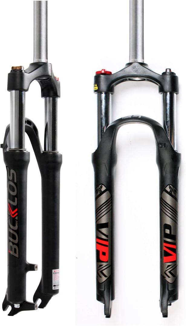 BUCKLOS 26 MTB Suspension Fork Travel 100mm, 28.6mm Straight Tube QR 9mm Crown Lockout Aluminum Alloy XC Mountain Bike Front Forks