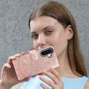 Harryshell Detachable Magnetic Phone Case Compatible with Samsung Galaxy A36 / A56 5G Wallet [ RFID -Blocking ] Card Slots, Cash Zipper Pocket Wrist Strap Lanyard (Floral Rose Gold)