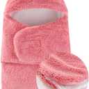 Baby Winter Fleece Swaddle Blanket 0-3 Months Boys Girls Warm Adjustable Newborn Swaddling Wrap Soft Plush Sleeping Sacks (Pink)