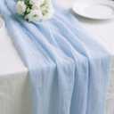 Light Blue Cheesecloth Table Runner 10ft Sheer Cheese Cloth Table Runner 35x120 Inches Boho Baby Blue Gauze for Wedding Birthday Party Christmas Table Decorations