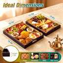 Dark Brown Bamboo Serving Tray Set of 2 with Handles, Nesting Wooden Trays for Serving Food & Drinks, Rectangular Coffee Table Ottoman Tray for Living Room Decor, Large 16.9 & Small 15.6