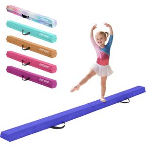Gymnastics Balance Beam Foldable 8ft, Foam Gymnastic Beam for Kids 3-9, Balance Beam for Gymnastics Beginners Training, Suede Cover and Non-Slip Rubber Base Gymnastics Beam (Blue)