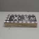 Let It Snow Wooden Porch Sign 47" Winter Large Buffalo Plaid Welcome Porch Sign for Home Front Door Yard Party Decor (Black)