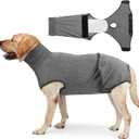 HEYWEAN Full Body Dog Diaper with a Puppy Nappies Physiological Dog Surgery Recovery Suit for Male Female Dogs, Grey, Large