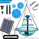 Solar Powered Hanging Bird Bath Fountain, 3-Tier Cascading Water Feeder for Hummingbirds Wild Birds[16.4FT/Extra Long Cord] for Outdoor,Garden, Patio, Backyard Decor