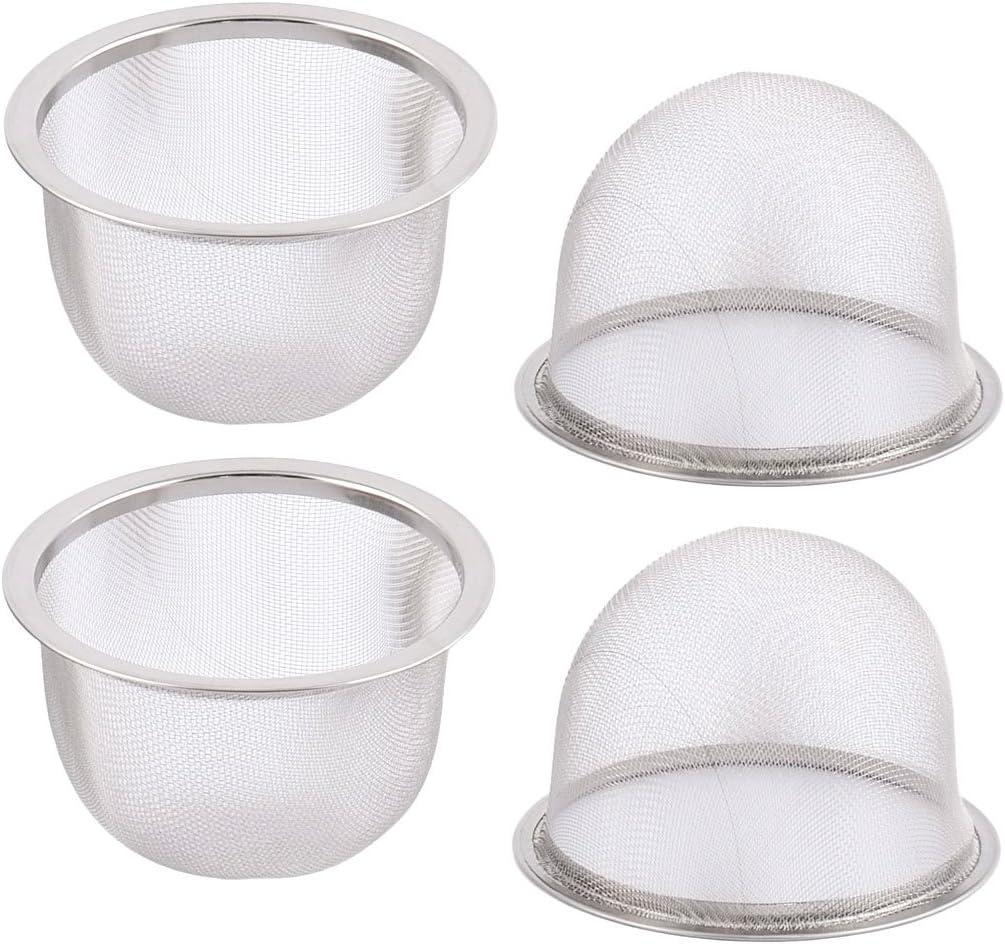 Uxcell 4pcs Stainless Steel Mesh Tea Leaves Stainer Teapot Screen 3.1 Inch for Straining Teas and Cocktails or Sifting Flour Sugar Spices and Herbs Silver Tone