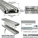 Heavy Duty 28" Drawer Slides, Full Extension Ball Bearing, 500LB Capacity | 76MM Width, 3-Section Design, Industrial Grade Steel, Smooth & Quiet Operation, for Workshop, Garage, Kitchen Cabinets