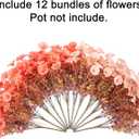 Fake Mums Fall Artificial Flowers Plants for Outdoors Autumn Decoration, 12 Bundles Silk Morning Glory with Eucalyptus Realistic UV Resistant Faux Mums for Outside Planter Yard Garden Home Indoor, Mix (2 Mixed Color(6 Orange, 6 Light Orange))