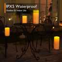 Homemory 12" x 5" Large Waterproof Outdoor Flameless Candles with Remote Control and Timer, Battery Operated Flickering LED Pillar Candles for Outdoor Larterns, Porch, Long Lasting, Set of 4