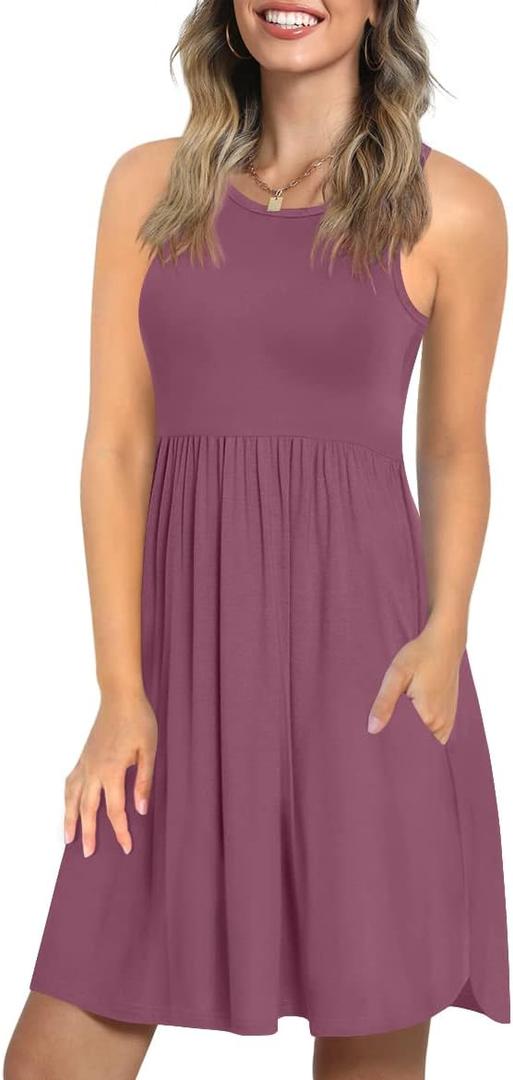 LONGYUAN Summer Dresses for Women 2026 Vacation Dress Women's Casual Sun Dress Beach Petite Sundresses (Pink, L)