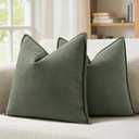 MIULEE Pack of 2 Army Green Decorative Pillow Covers 24x24 Inch Soft Chenille Luxurious Couch Throw Pillows Farmhouse Cushion Covers with Elegant Design for Sofa Bedroom Living Room Spring Home Decor