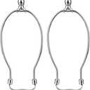 Helunsi 8 Inch Lamp Harp, 2 Set Silver Lamp Shade Harp Holder with Finial, DIY Detachable Replacement Lampshade Adapter Harp Bracket Hardware for Table & Floor Lamps Accessories Parts Repair (Metal)