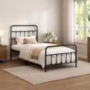 Twin Size Metal Bed Frame with Headboard and Footboard,Black | 12 Inch Underbed Storage Space, Heavy Duty Mattress Foundation, Steel Slat Support,No Box Spring Needed