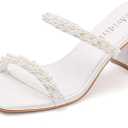 Avidirk Women's Square Open Toe Heeled Sandals Two Strap Mules Slip On Block Chunky Mid Heels Sandals, Size 7.5