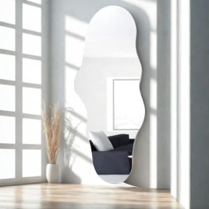 Unique 47X23 Inch Full Length Wall Mounted Mirror Tall Mirror Full Body Floor Length Mirror Dressing Body Mirror Frameless Mirror for Bedroom Bathroom Living Room, Irregular Shape Mirror, White (Cloud 47x23")