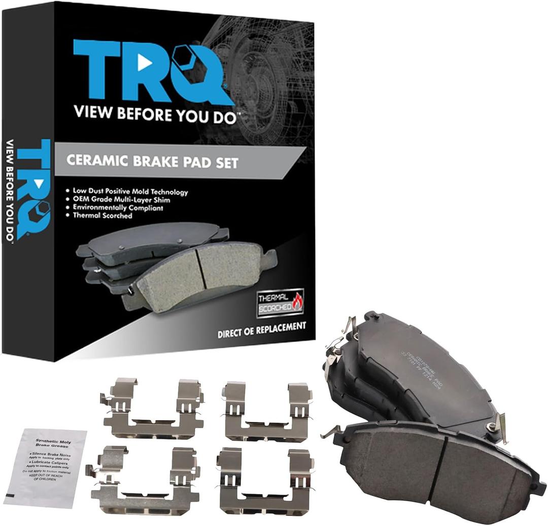 TRQ Front Ceramic Brake Pad Set Compatible with 06-07 Subaru B9 Tribeca 08-14 Tribeca 14-18 Forester 2.0XT Premium Touring 05-19 Legacy GT 2.5GT 3.0R 3.6R 10-19 Outback 3.6R 15-21 WRX