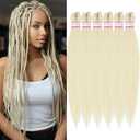 Blonde Braiding Hair, 22 Inch 6 Pack Pre Stretched Braiding Hair For Braiding Women Hair, Prestretched Braiding Hair For Knotless Braid, Soft Yaki Synthetic Hair For Crochet Braids(22in,6bundle,613#)