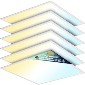 Allsmartlife 2x2 LED Flat Panel Light 6-Pack, Dimmable, 5CCT Options (3000K-6000K), 24W/30W/40W, Back-Lit 2x2FT LED Troffer Light Drop Ceiling for Commercial Office, ETL (White)
