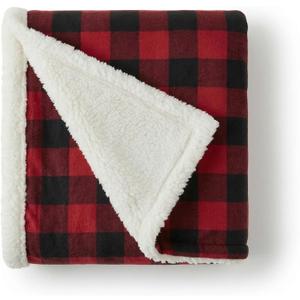 Eddie Bauer - Sherpa Throw Blanket for Couch 50x60  Ultra Soft Reversible Fleece & Plush Sherpa Blanket, Warm Cozy Plaid Throw Blanket for Sofa, Bed, Living Room, Cabin Decor