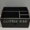 Coffee Station Organizer, Wood Coffee Bar Accessory with Drawer, K Cup Condiment Organizer & Pod Holder (30x20x16cm) - Black