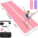Inflatable Air Gymnastics Mat Tumble Track, 6.6/10/13/16/20ft Tumbling Mat Air Tumbling Track, Air Training Mat with Air Pump for Home/Water Fun/Gym/Yoga/Training/Cheerleading (Purple/Pink)