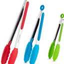Kitchen Tongs Set of 3, Cooking Tongs with Silicone Tips, Non-Stick Non-Scratch Heat Resistant Tongs for Grilling Cooking BBQ Salad Serving (Multicolor, 7/9/12 Inch)