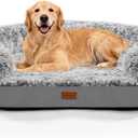 Fluffy 3.7 inch Thickened Orthopedic Dog Beds for Extra Large Dogs, Supportive Dog Sofa Bed with 28D Egg-Crate Foam, Removable Washable Cover, Waterproof Lining, Cozy Oval Design,Grey