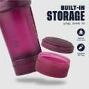 BlenderBottle Shaker Bottle with Pill Organizer and Storage for Protein Powder, Classic V2 ProStak System, 22-Ounce, Plum
