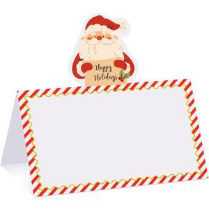 Fumete 100 Pcs Christmas Place Cards for Table Setting Santa Claus Die Cut Place Cards Christmas Party Name Placecards for Table Holiday Dinner Brunch Party or Any Occasion Decoration