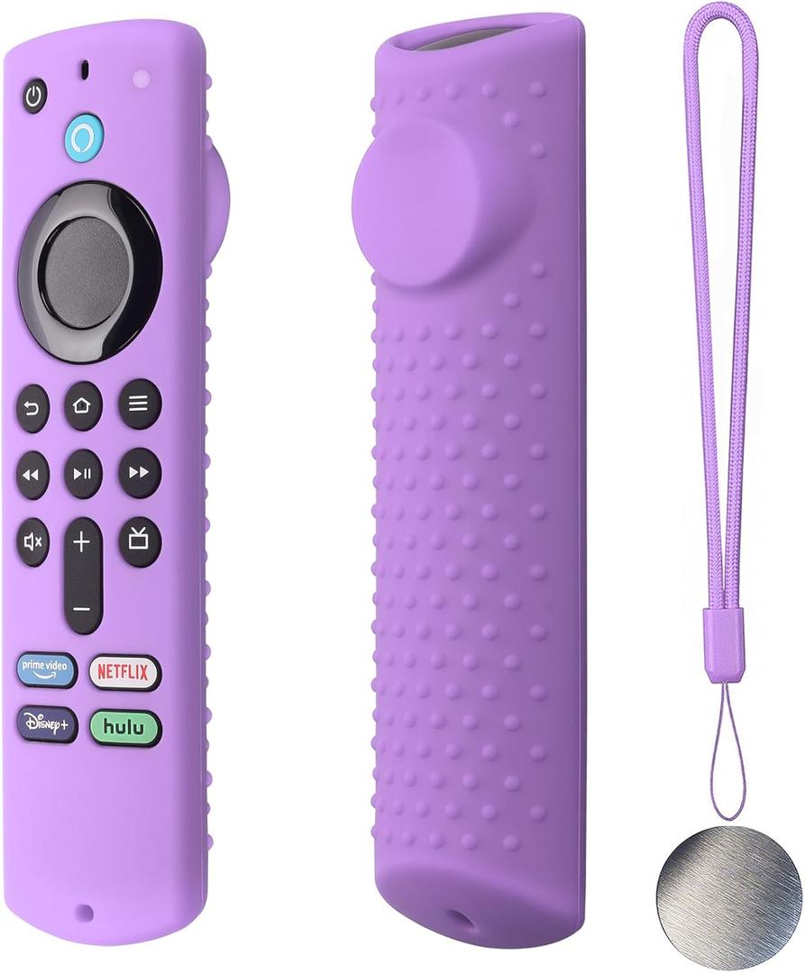 Remote Cover for TV Stick 3rd Gen 2021 /Stick 4k Max Silicone Case Anti-Slip Silicone Protective Case Silicone Sleeve with Magnetic tech (Lavender Purple)