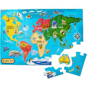 Melissa & Doug World Map Jumbo Jigsaw Floor Puzzle (33 pcs, 2 x 3 feet)