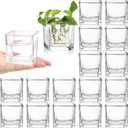 ZEAYEA Set of 18 Small Square Glass Vase, 2.4" x 2.4" Clear Cube Vase for Wedding Centerpieces Home Party Decoration, Square Glass Votive Candle Holder