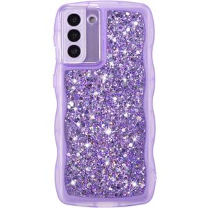 ZTOFERA for Samsung Galaxy S21 5G Case 6.2", Cute Curly Wavy Design with Glitter Sequins,Luxury Aesthetic Bling Sparkly Shockproof Protective Phone Case for Galaxy S21-Glitter Purple