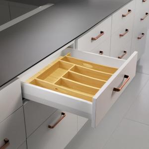 Cutlery Trays for Kitchen Drawers, 15.5" W Bamboo Flatware Utensil Organizer for Kitchen Drawers, Silverware Drawer Organizer Tray, Cutlery Cabinet Storage Divider Insert