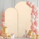 Champagne Arch Backdrop Cover 2 Set - 6.6FT, 5FT Spandex Fitted Wedding Arch Stand Covers Round Top Chiara Arch Backdrop Stands Cover for Birthday Parties Banquet Photo Background Decoration