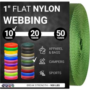 Strapworks 1 Inch Heavy Duty Nylon Webbing Strap Roll for Belt, Backpack, Sling, Collar, Leash, Strapping and More, 10, 20, or 50 Yards, Over 20 Colors (Olive Drab)