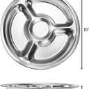 ZOOFOX Set of 4 Stainless Steel Divided Plates, Portion Control Plates with 4 Sections, Round Serving Platter, Cafeteria Mess Tray, Camping Dishes, 10 inches