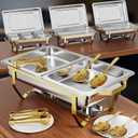Chafing Dishes for Buffet 4 Pack (7 Pans + 7 Utensils) - 9QT Stainless Steel Chafing Dish Buffet Set - Food Warmers for Parties Buffet - Buffet Servers and Warmers, Catering Supplies Buffet Display