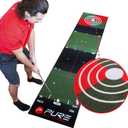 Pure2Improve 3.0 Golf Indoor/Outdoor Putting and Practice Mat with Flat Roll Out, Pure Rolling Surface, and Target Aiming Spots, 10 X 26 (3 Meter)