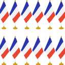 WXTWK Pack of 12 France Flag French Desk Flag Small Mini French Table Flags With Stand Base, Home Office Festival Events Celebration Decorations