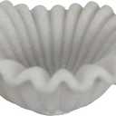 Small Decorative Bowl decor, Scalloped Pedestal Bowls for Modern Home Decor, Ruffle Decor, Stylish Key Bowl for Entry Table, Decorative Fruit Bowl for Kitchen Counter, Artificial Stone Milky White