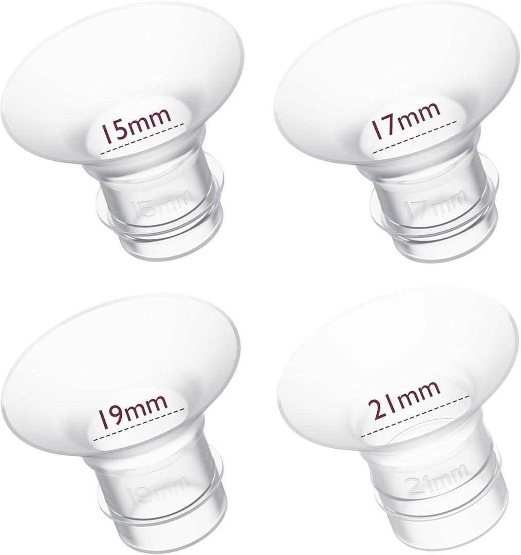 Momcozy Flange Insert 15/17/19/21mm Compatible with 24mm Flange/Shield of Most Pumps, Insert for Breast Pump Replacement Accessories, 4PCS (Transprent)
