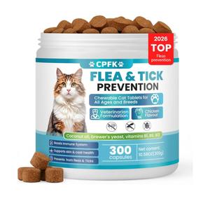 Chewable Flea Treatment for Cats Flea and Tick Prevention for Cats Chewables Fleas Chewables for Cat of All Breeds and Ages 300 Chewable Tablets Exp: 09-17-27
