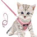 TwoEar Cat Harness Escape Proof, Soft Dog Vest Harness Adjustable, Breathable Mesh Step-in Puppy Walking Jacket Reflective Easy Control for Extral Small Pets for Outdoor Walking (XXXS, Pink) (XXXS(Neck:10.2-11.4"/Chest:11.4-12.6"))
