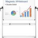 VIZ-PRO Double-Sided Magnetic Mobile Whiteboard, 48 x 36 Inches, Aluminium Frame and Stand