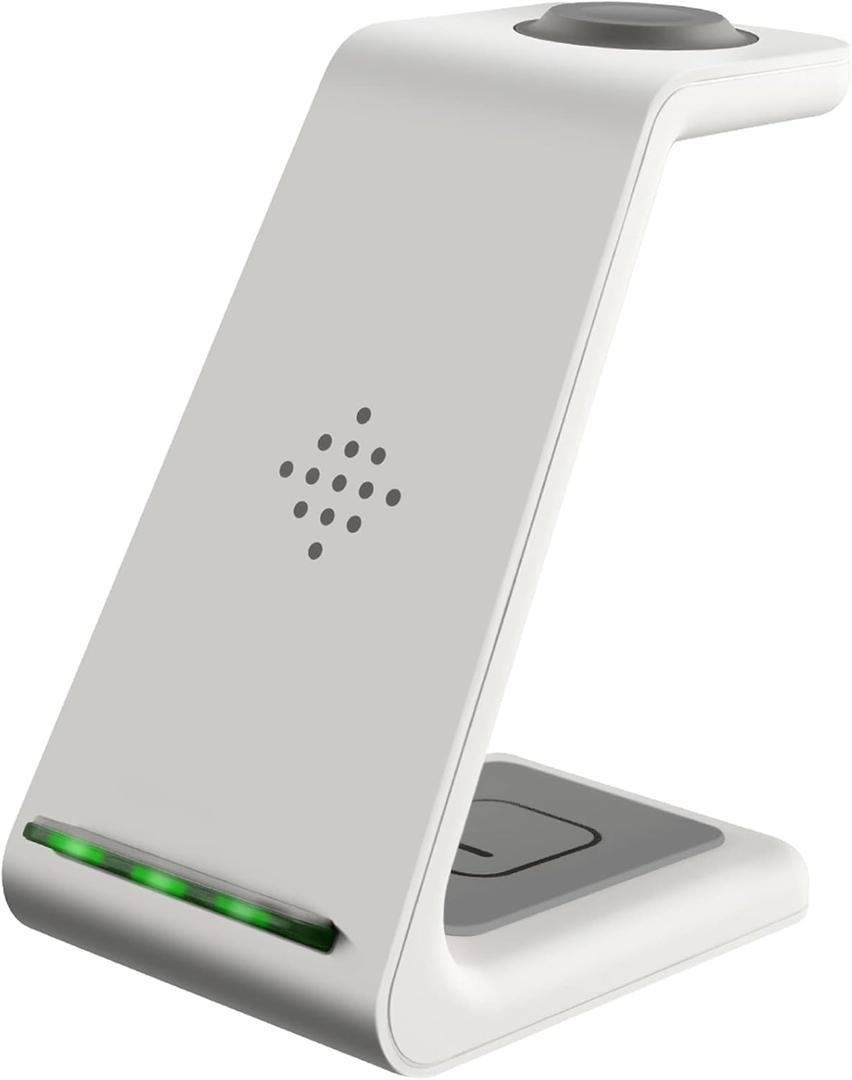 Thanice 3 in 1 Wireless Charger, Wireless Charger Station for Apple, Qi Charge Station Dock Compatible with AirPods 2/Pro, Apple Watch SE/6/5/4/3/2, iPhone 13 Pro Max/12/11 Pro Max/Xs/X (White)