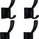 Black Towel Hooks,Double Towel Robe Clothes Coat Holder,Heavy Duty Wall Mount Hooks for Bath Bedroom Kitchen Pool Garage Hotel,4 Pack